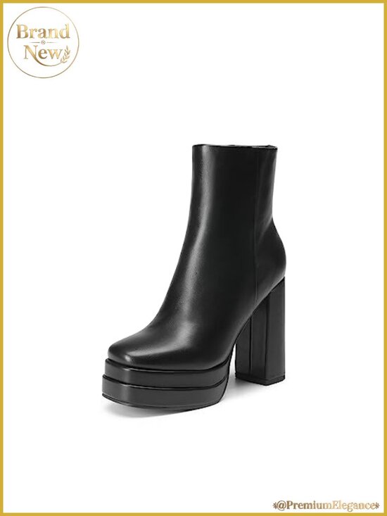Shoes - PU Platform Chunky Heel Ankle Boots Side Zip Cushioned Insole